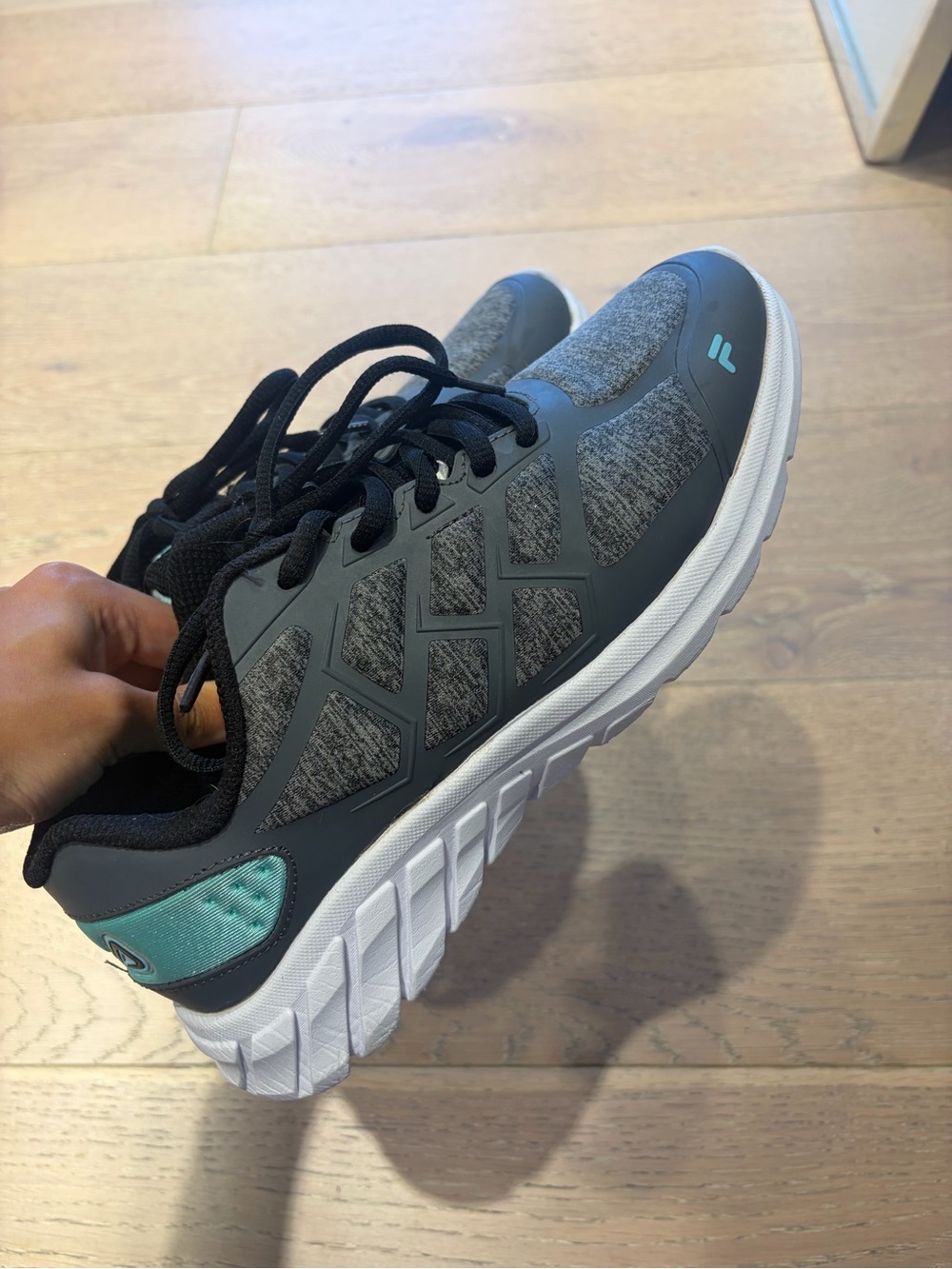 Fila Women's Gray Running Shoes with Teal Accents